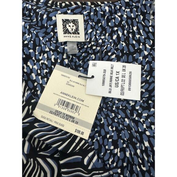 Anne Klein Faux-Wrap Flutter Sleeve Floral Print Dress Multi-Color 1X - Picture 9 of 9